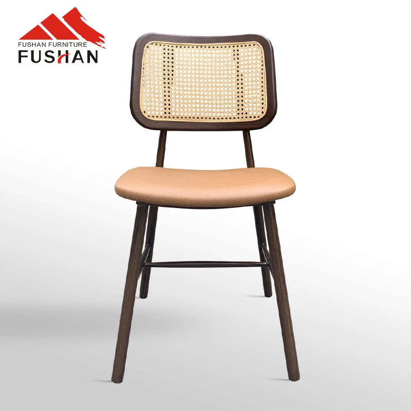 Manufacturer 2023 new design  Bistro Chairs  metal frame PE Rattan back indoor restaurant Chair