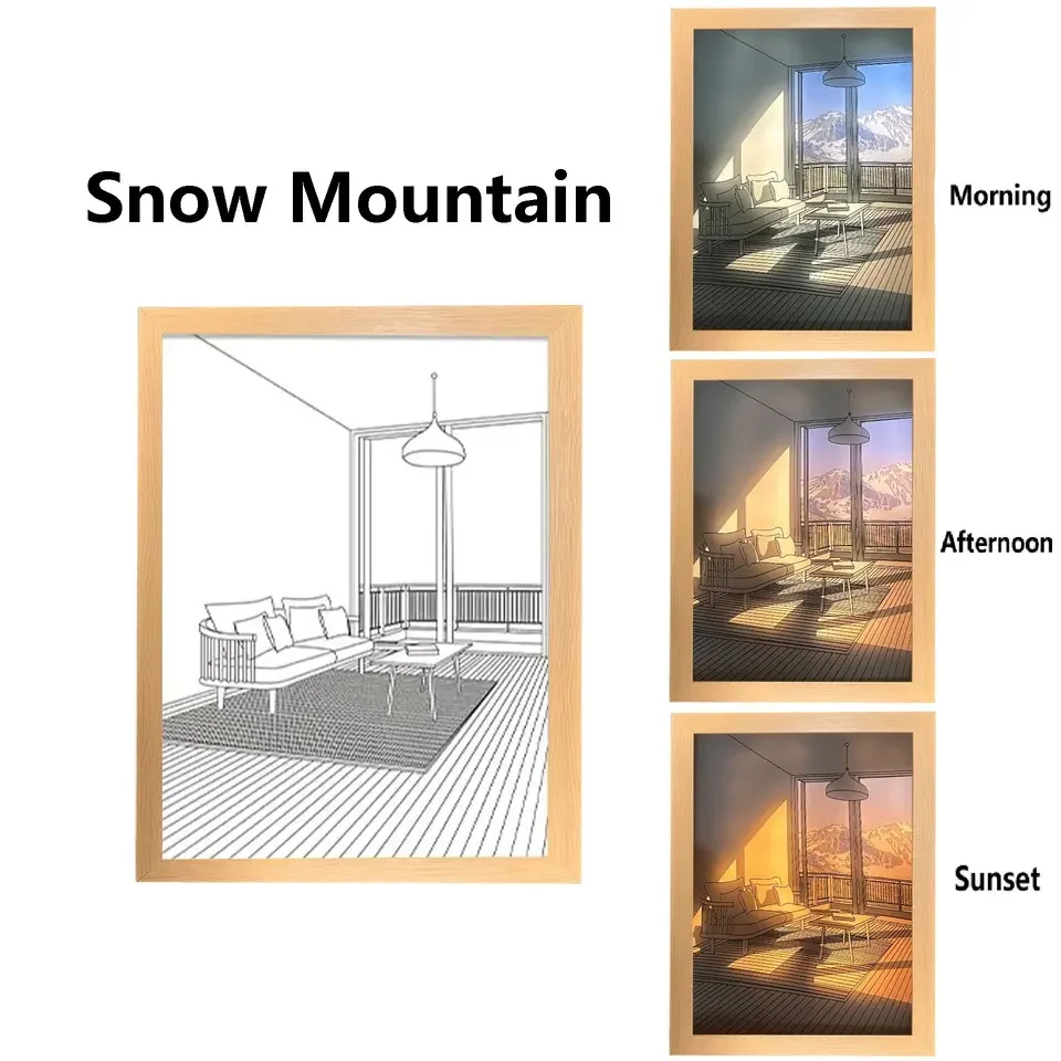 Usb Luminous Painting Living Room Bedroom Creative Three Color Dimming Led Decorative Painting Night Light