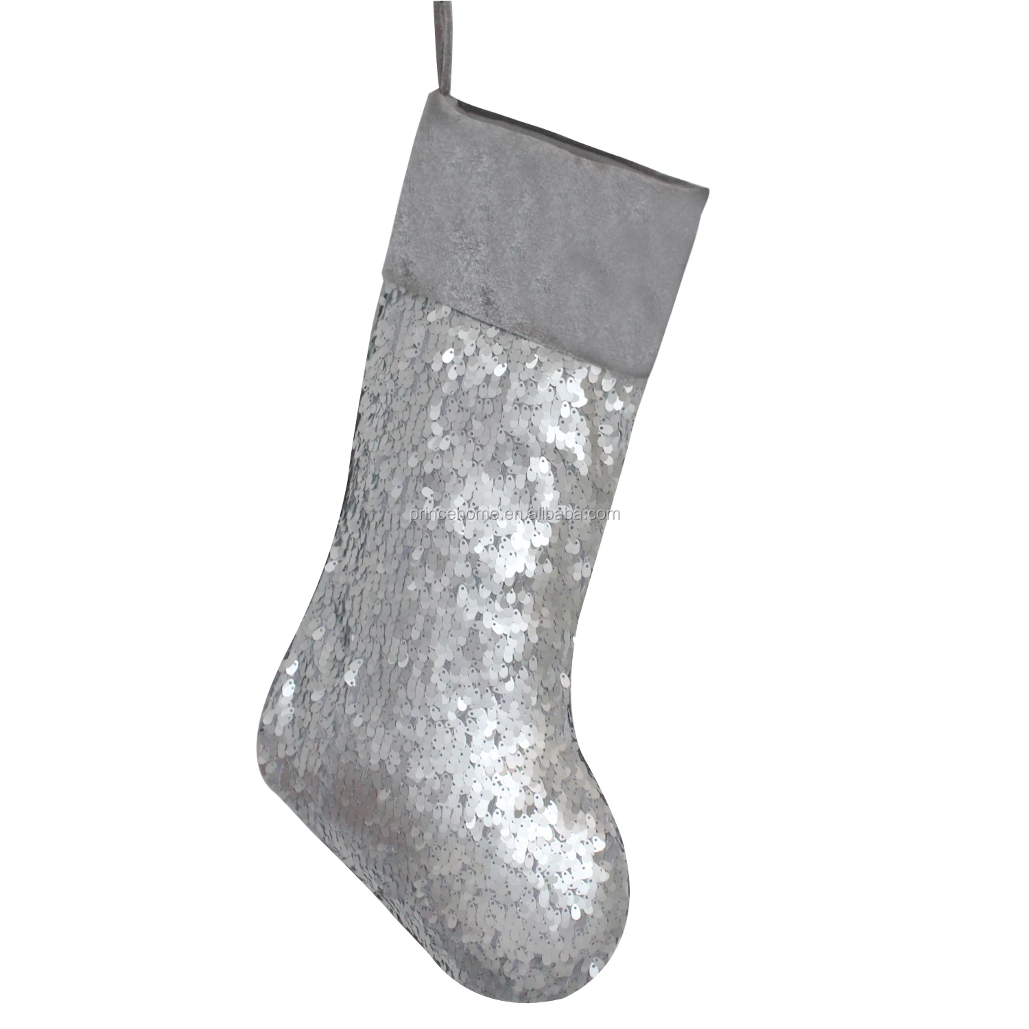 
Gold/Silvery Sequin Sparkle Bling Bling Body with Faux Silk Cuff Luxury Christmas Stocking 