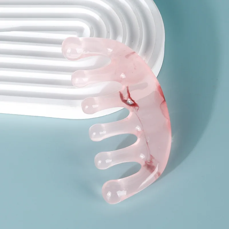 Custom Scalp Gua Sha Comb Wholesale Resin Sandal Scalp Big Wide Tooth Massaging Hair Comb