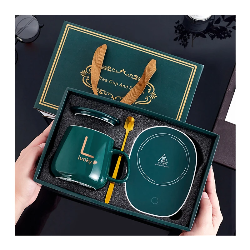 Factory Direct Sale Thermotatic Ceramic Mug USB Smart Electric Heating Coffee Mug Warmer Cup Heater Mug For Christmas Gift