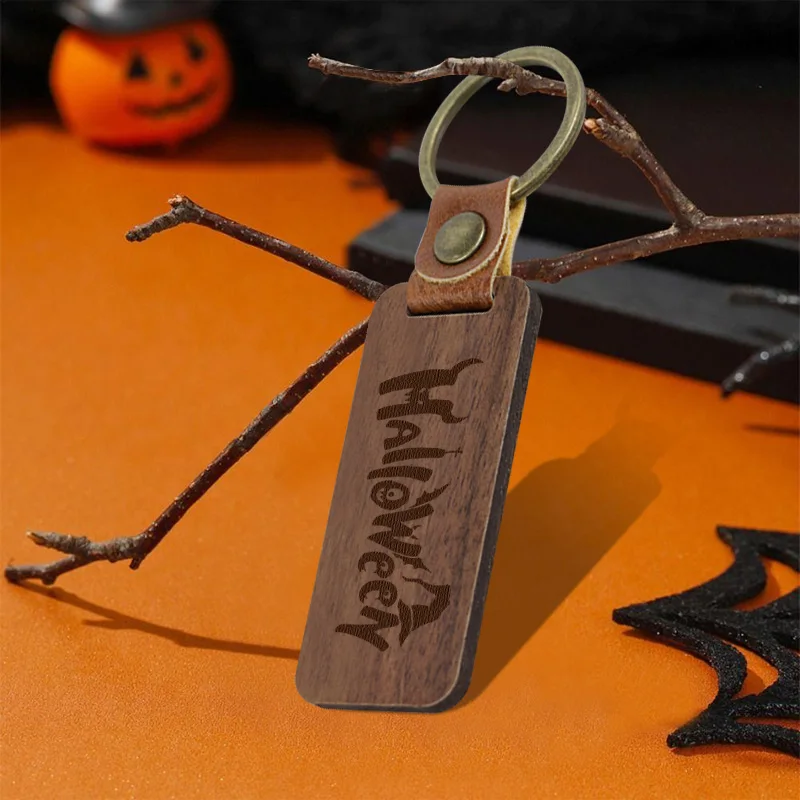 Walnut Halloween Themed Car Home Keychain PU Leather Support Manufacturers Customize According To Pictures Sprint For Halloween