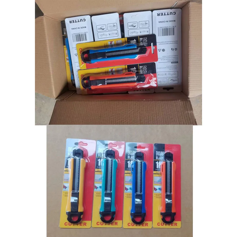 cutter automatic change blade utility knives 5pieces blades into knob locking sliding cutting knife