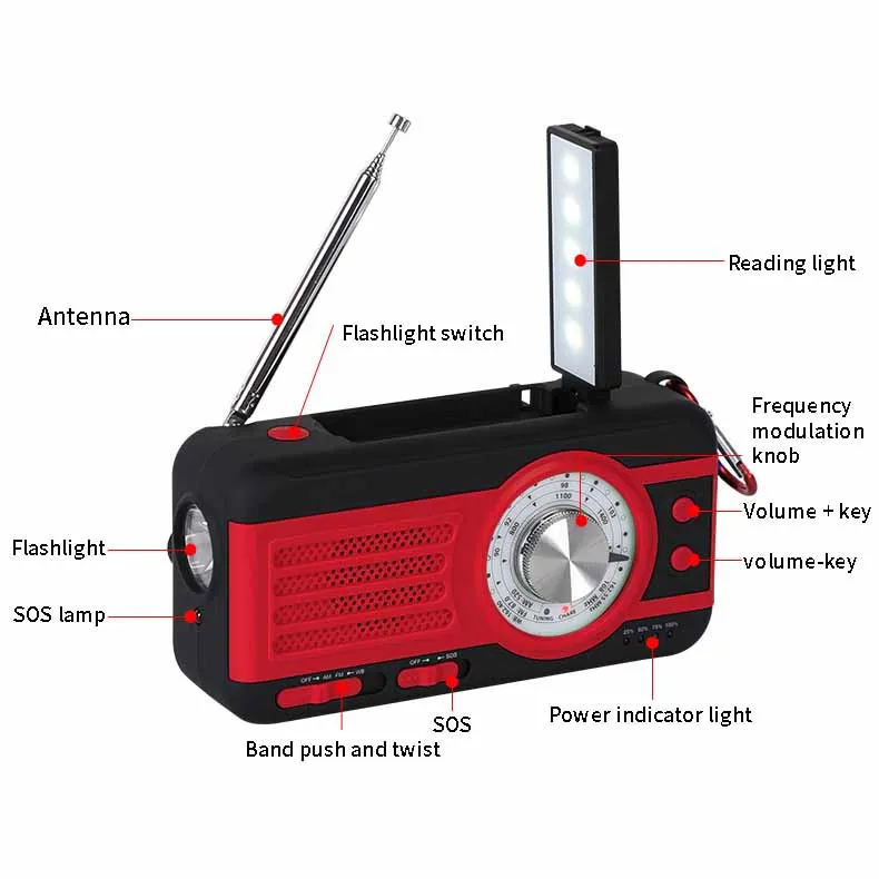 Genuine Disaster Prevention Hand Generator Radio Small Portable Outdoor Camping Weather in a Variety of Colors