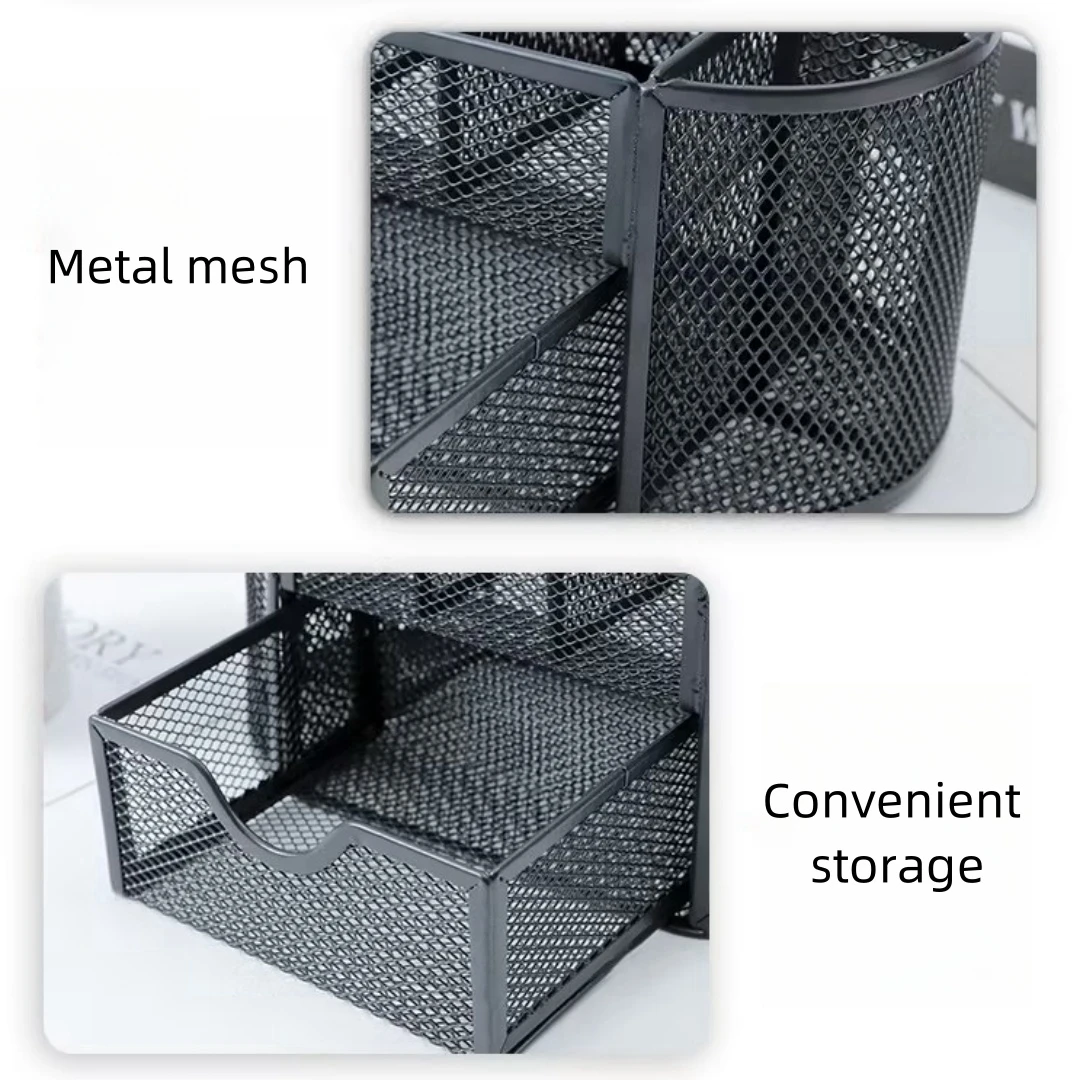 Mesh pen holder with 8 Compartments mesh desk organizer multi-functional caddy pen holder stationery for Home School Classroom