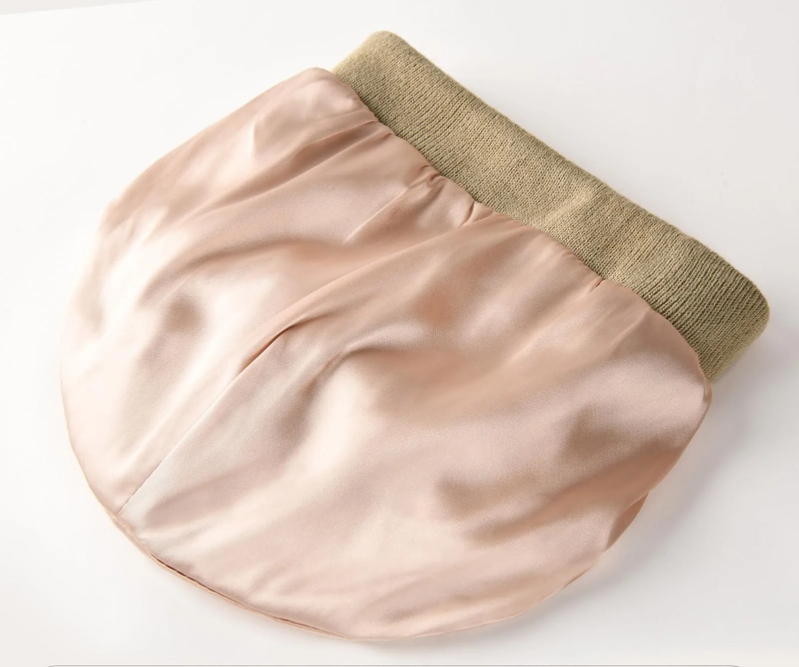 Winter Satin Lined Hats Knitted Beanies With Detachable  Fur  Silk Lining Winter Stretchy Warm Beanie