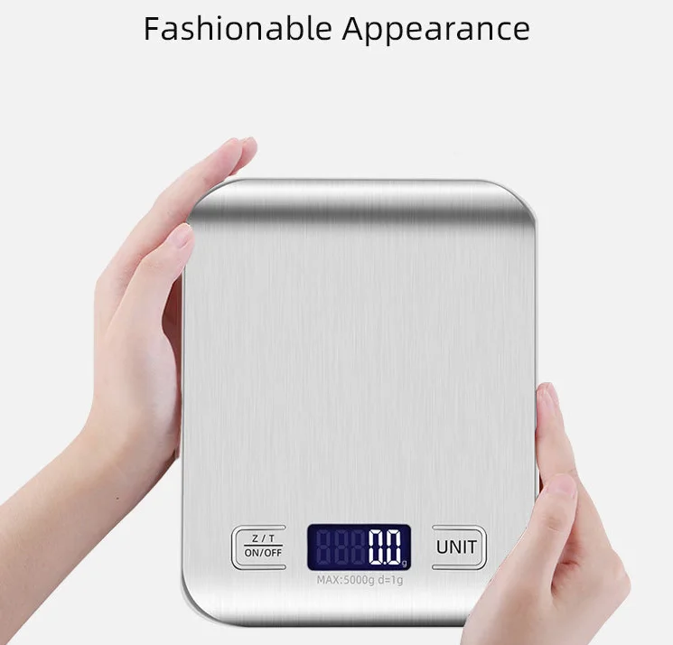 Charging flat stainless steel kitchen scale 5kg baking kitchen electronic 10kg mini scales food weighing gram scale