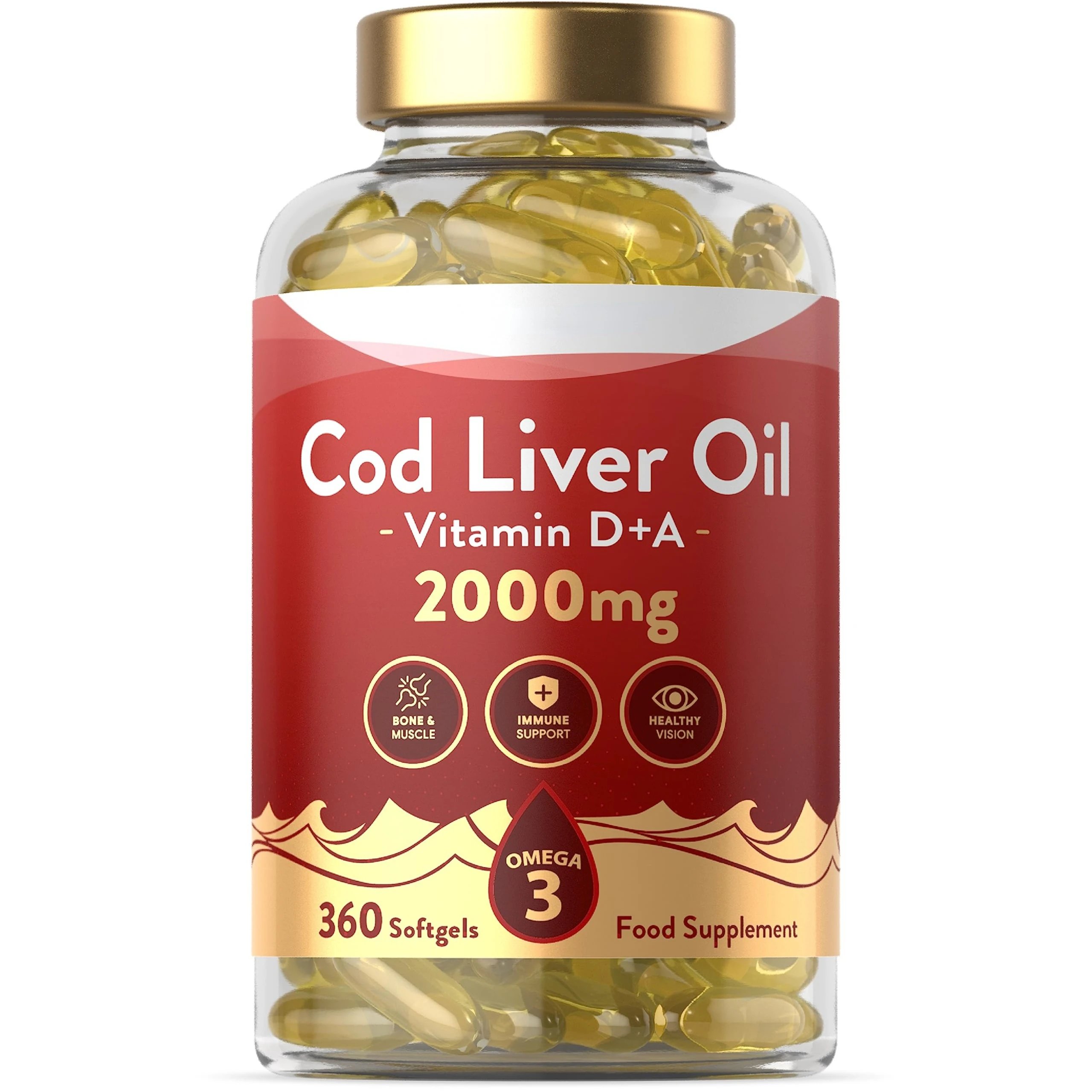 Капсулы с маслом печени трески 2000 мг Омега-3 витамином D & костной мышцей поддерживающие здоровое зрение иммунная треска печеночное масло софтгели