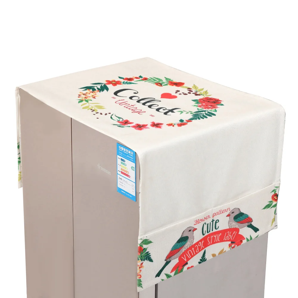 Digital Printed Dustproof Refrigerator Top Cover Linen Cotton Washing Machine Cover for Decoration