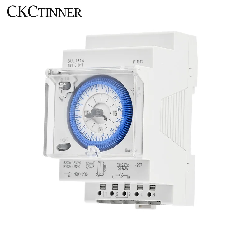 SUL181D Din Rail Mechanical Timer 24 Hour Time Switch Relay Electrical Programmable Timer Switch AC220V