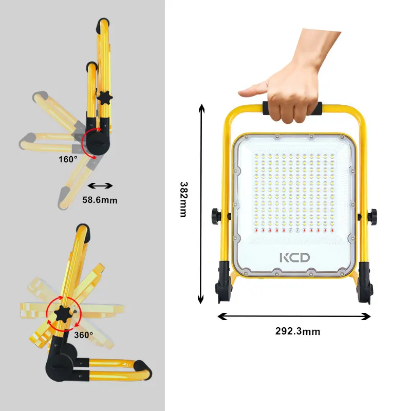 KCD Folding Handheld Portable Multi Function Job Site 12/24v 30w 45w 60w 100w Heavy Duty LED Work Lamp Rechargeable Work Light