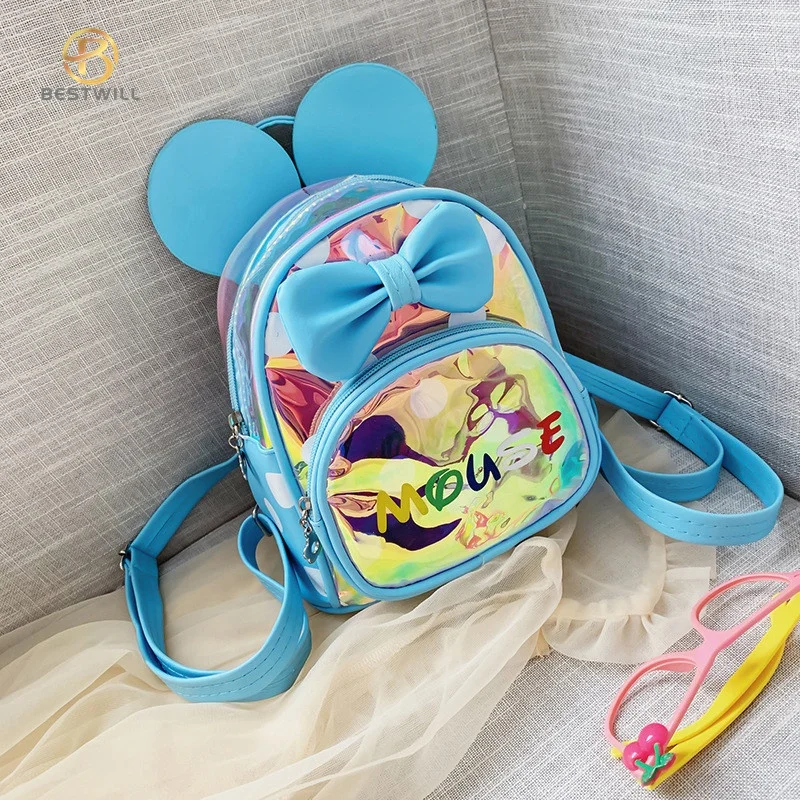 BESTWILL Factatory mochila transparente  bolsa de escuela de dibujos animados  colorida bolsa de escuela de infante con laser