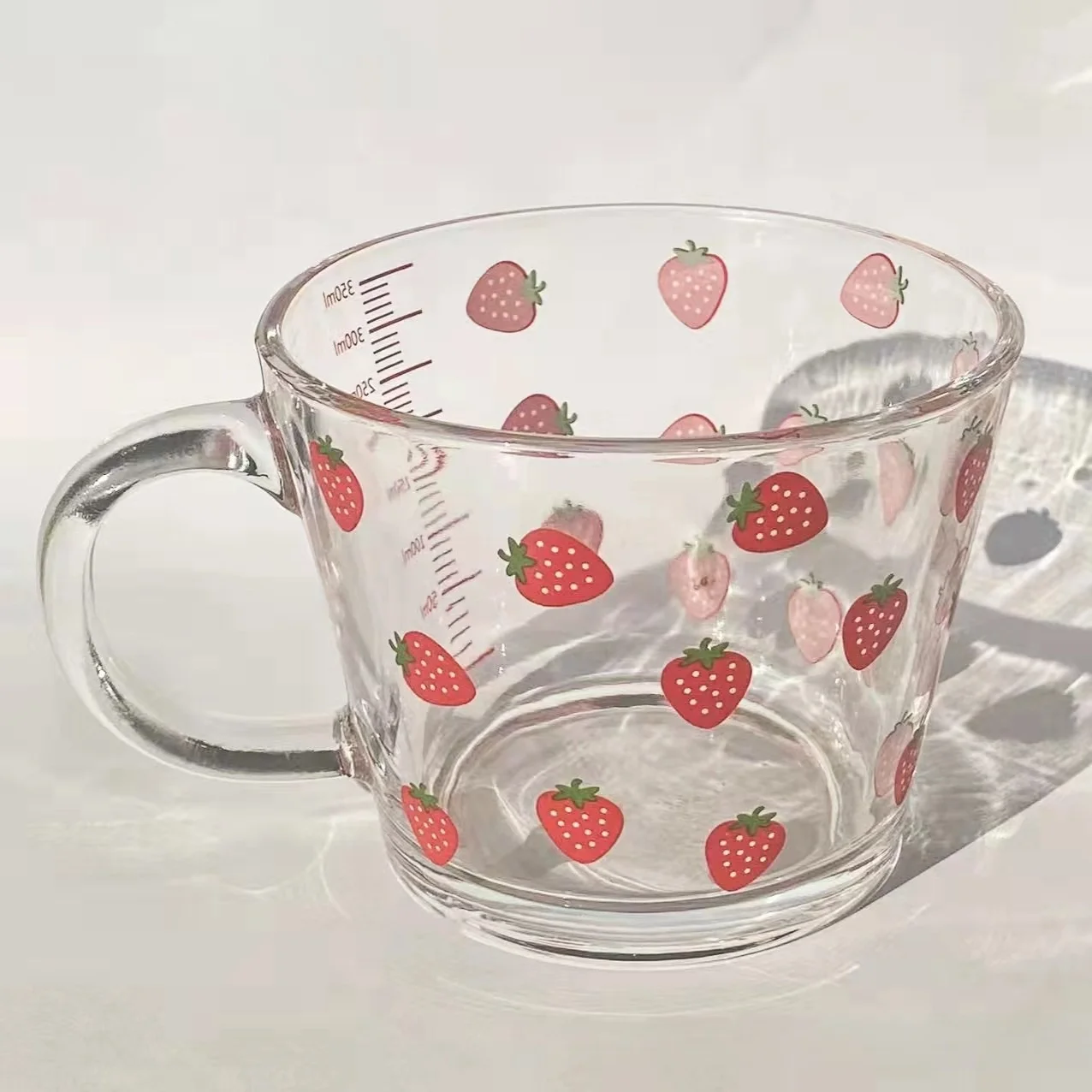 Cute Presents Summer Cartoon Fruit Flower Glass Cup for Breakfast Oats Milk Yogurt