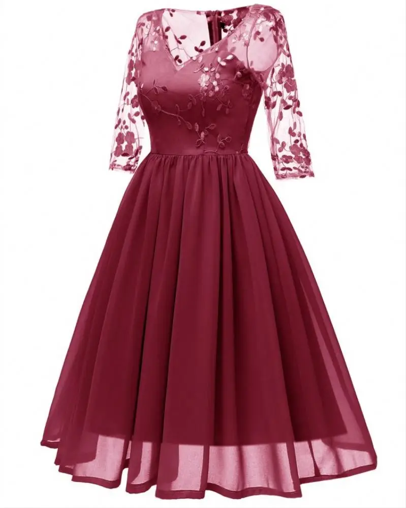 2019 Clothing Manufacturers Half Sleeve V-Neck Applique A-Line Prom Dress Wedding Robe