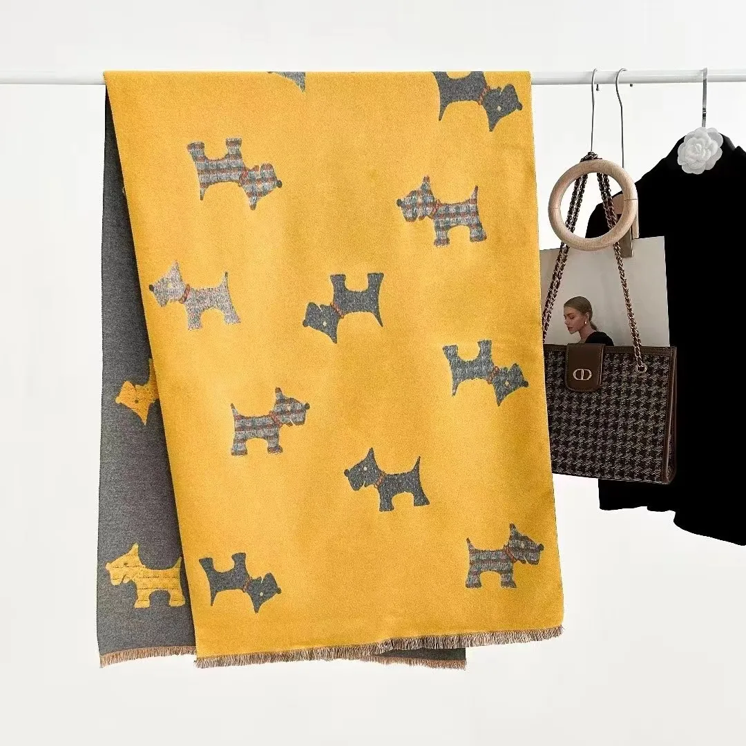 Wholesale Fashion Soft Thick Winter Dog Pattern Scarves Wrap Girls Pashmina Cashmere Scarf Shawl Blanket