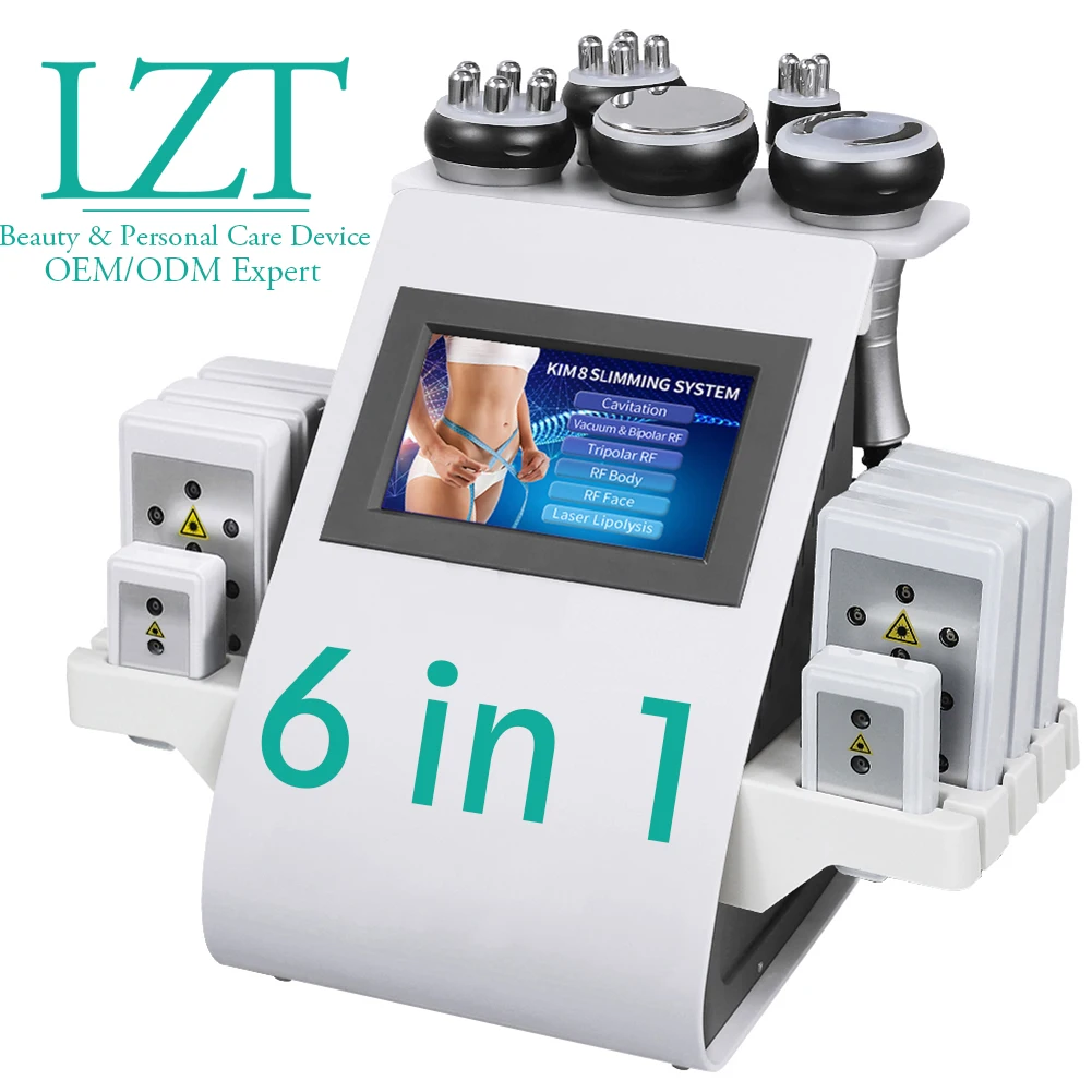 6 в 1 лазерной липосакции тела потери веса и поддержания Rf ультразвуковой прибор с косметическим мышц похудение коррекция фигуры Сжигание жира снижение веса система вакуумной кавитации