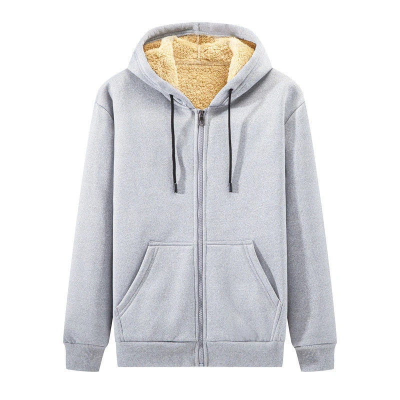New Fashion Men Autumn Winter Hooded Long Sleeve Zipper Hoodies Sweater Solid Color Casual Fleece Thicken Warm Casual Hoodies