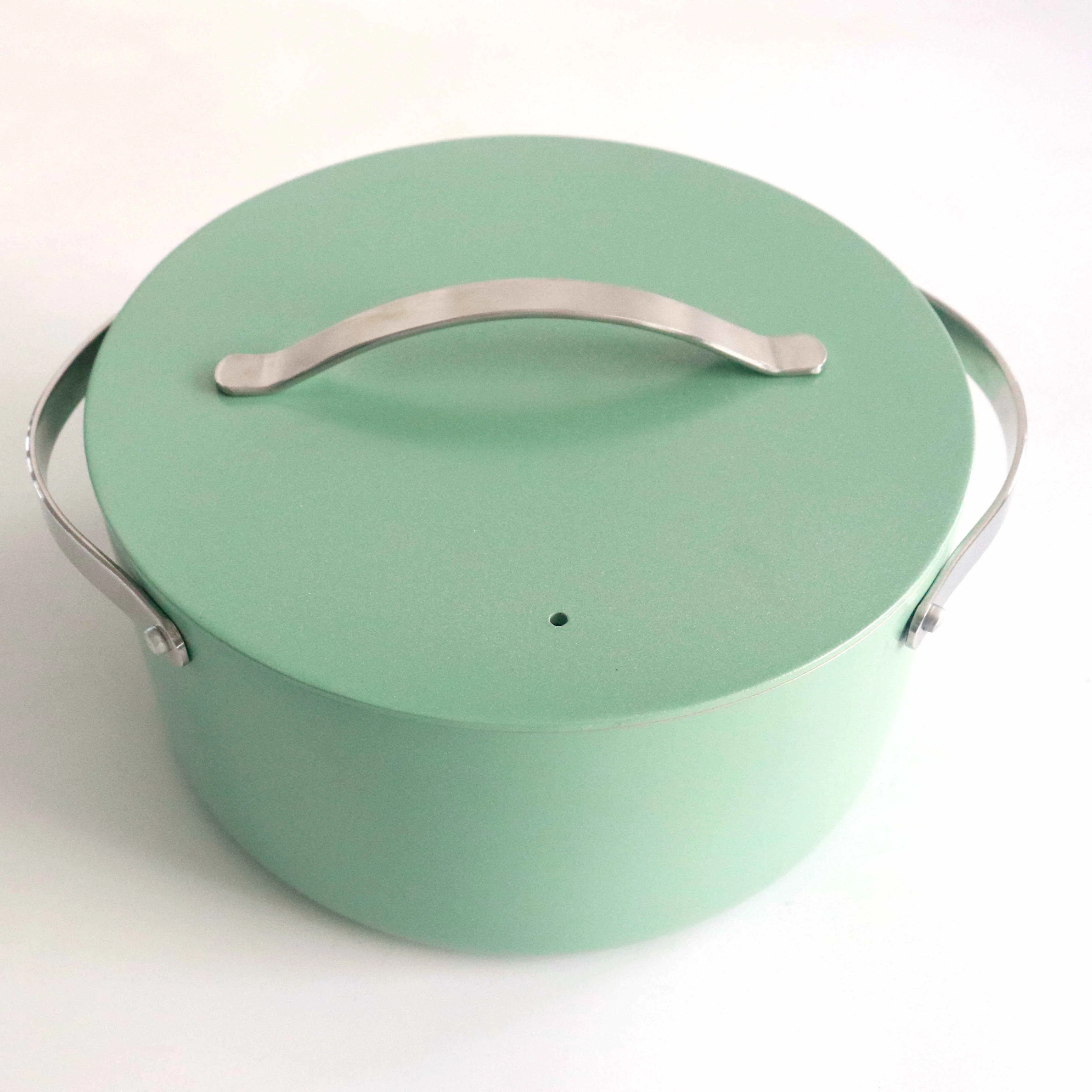 Wholesale Green Color customized Cooking Cookware Milk Pot Stainless Steel Handle Pressed Casserole With Forged Aluminum Cover