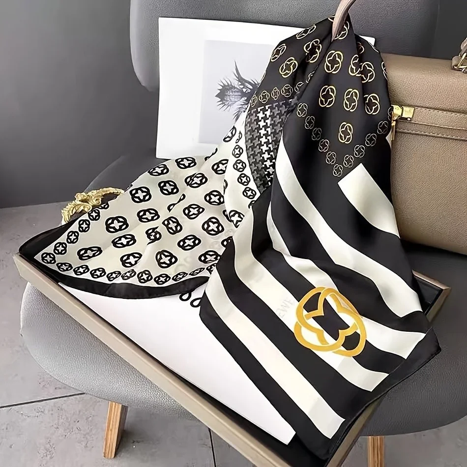 Custom Fancy Turban Hijab Sexy Women Silk Feeling Head Wrap Square Fashion Bag Scarf For Gift