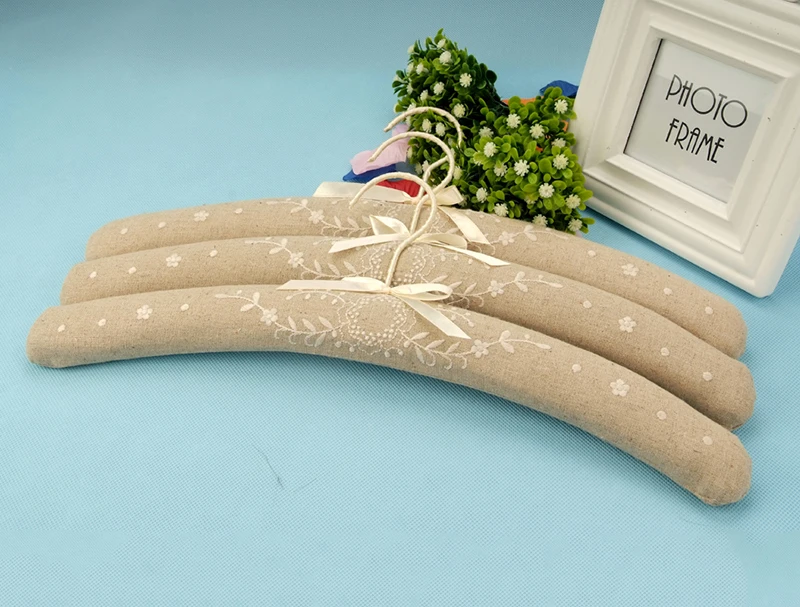 Custom luxury soft fabric satin padded coat wedding cloth hanger