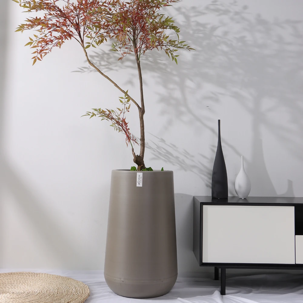Factory Wholesale High Quality Nordic Plastic Flower Pot Decorative Tall Conical Round Planter for Floor Home Office Indoor