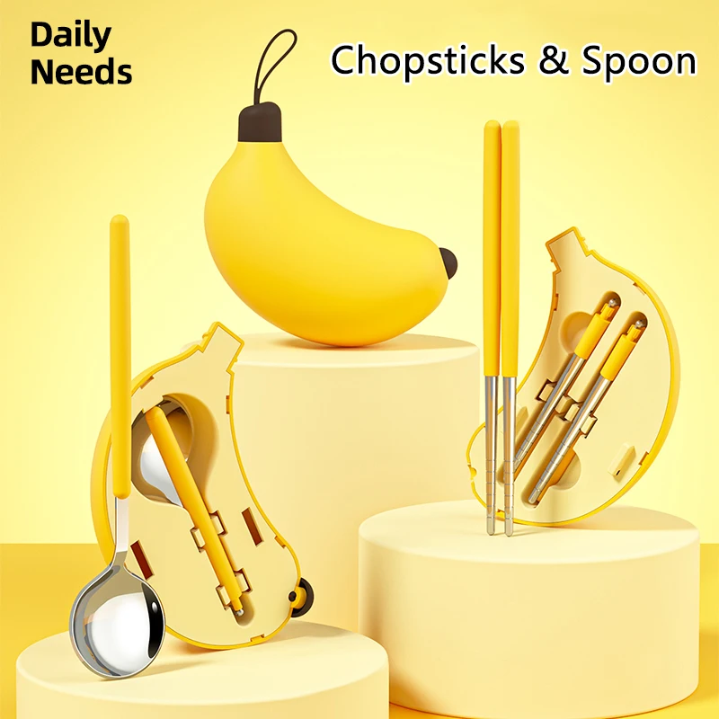 2024 набор столовых приборов для детей из нержавеющей стали 304 дорожных с карманом складная ложка