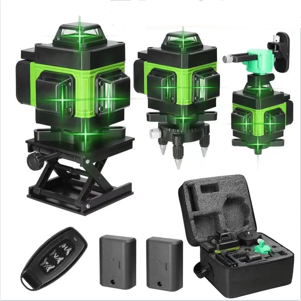Factory Price 4D 16 Line Blue-tooth Remote Control Green Cross Line 520nm Laser Level