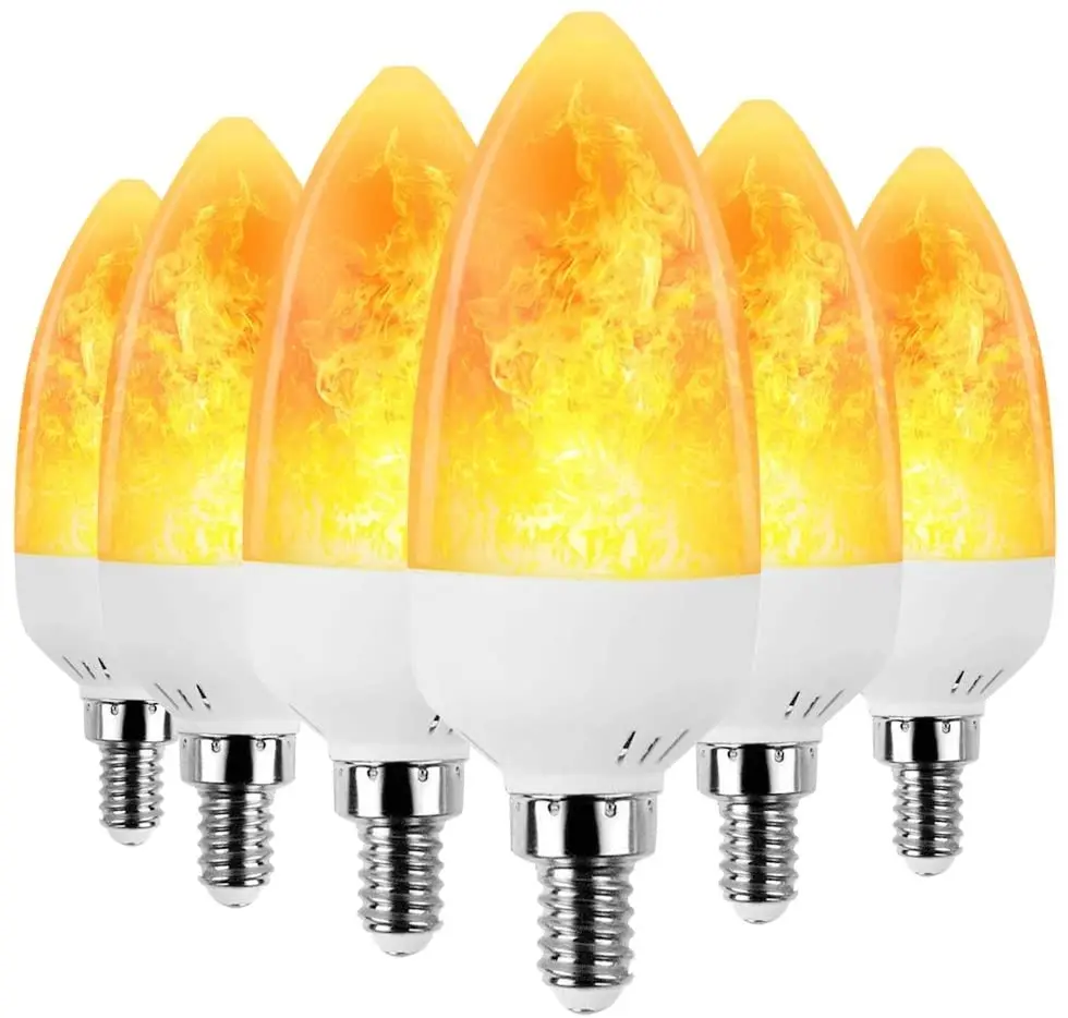 KINDEEP E14 LED Flame Effect Light Bulb Fire Flickering Emulation Candelabra Bulbs Flame Light Bulbs for Chandelier Decoration V
