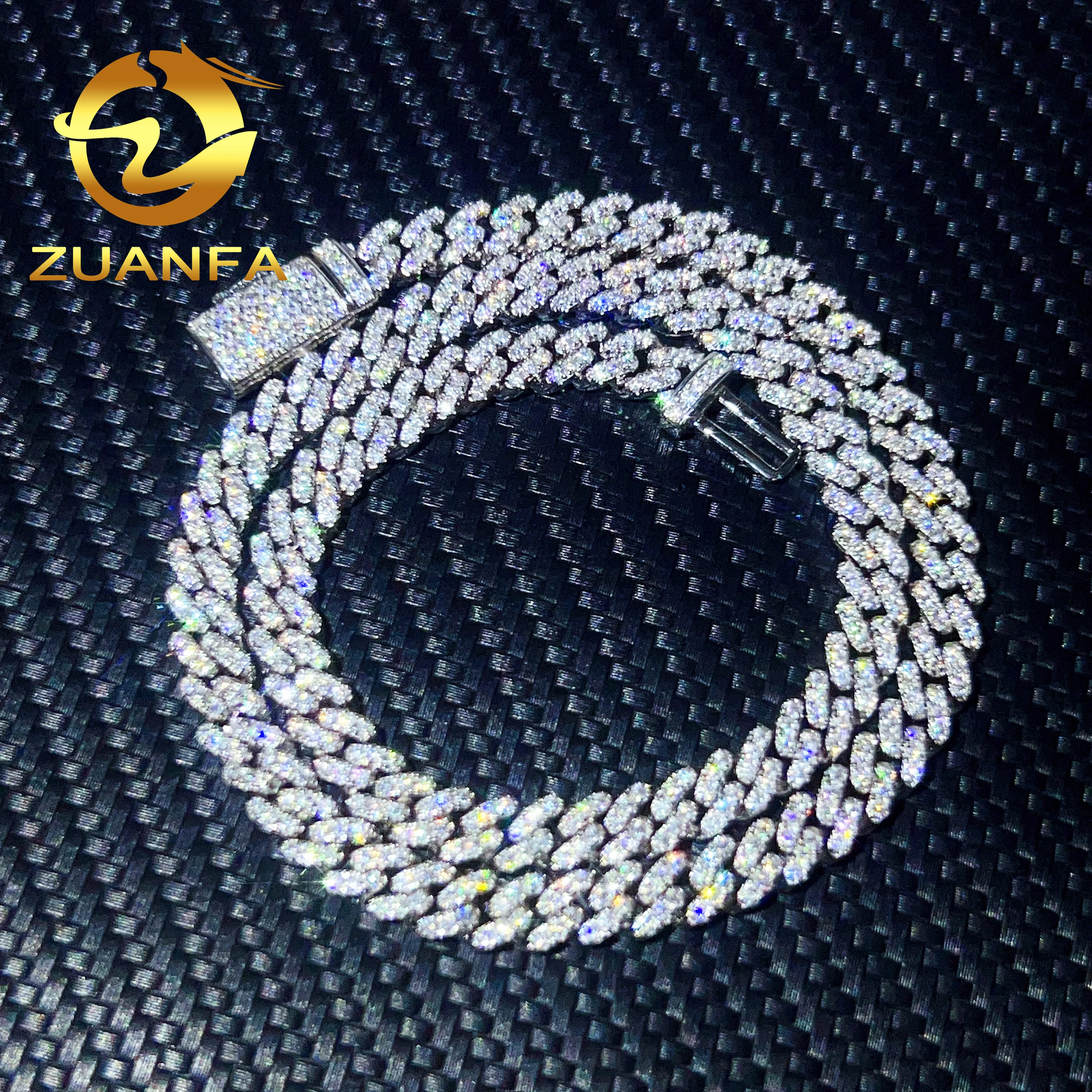 Hot sale 6mm 8mm 10mm pass diamond tester 925 sterling silver hip hop iced out vvs moissanite diamond cuban link chain 14K gold