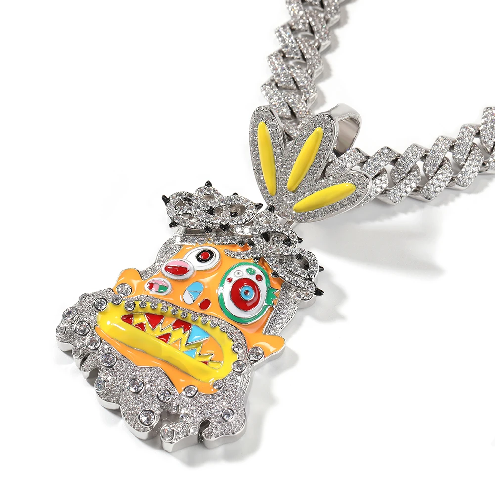 Cartoon Colorful Enamel Dripping Oil Avatar Savage Tribe Pendant