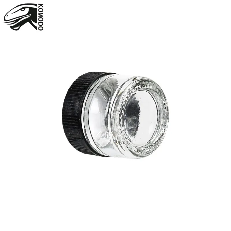 
New Arrival OEM Logo 5ML Small Transparent Round Childproof Glass Jar with Custom Packing 