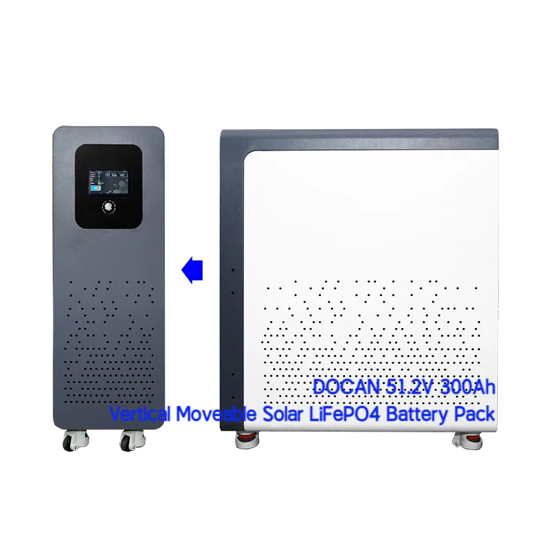 Docan 51.2V 300Ah 15kw battery Plug & Play Vertical Moveable Solar Energy LiFePO4 Pack with 5A active balancer and 5-inch LCD