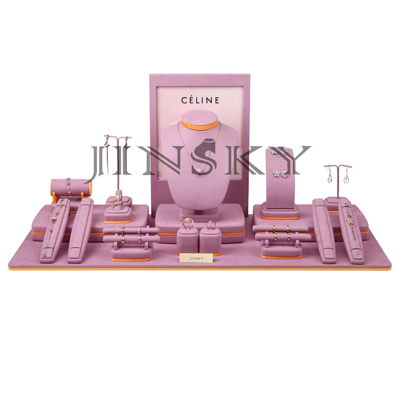 Jinsky Wholesale  Custom DIY Bracelet Necklace Ring Earring Holder Jewellery Display Stand Packaging Jewelry Display set