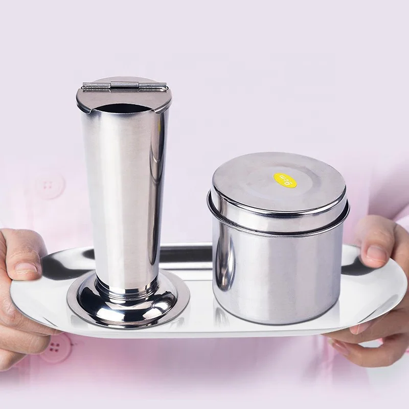 Stainless Steel Jar Steriliser Container Inverted Conical Clamp Barrel With Cover Stainless Steel Tweezers Bucket