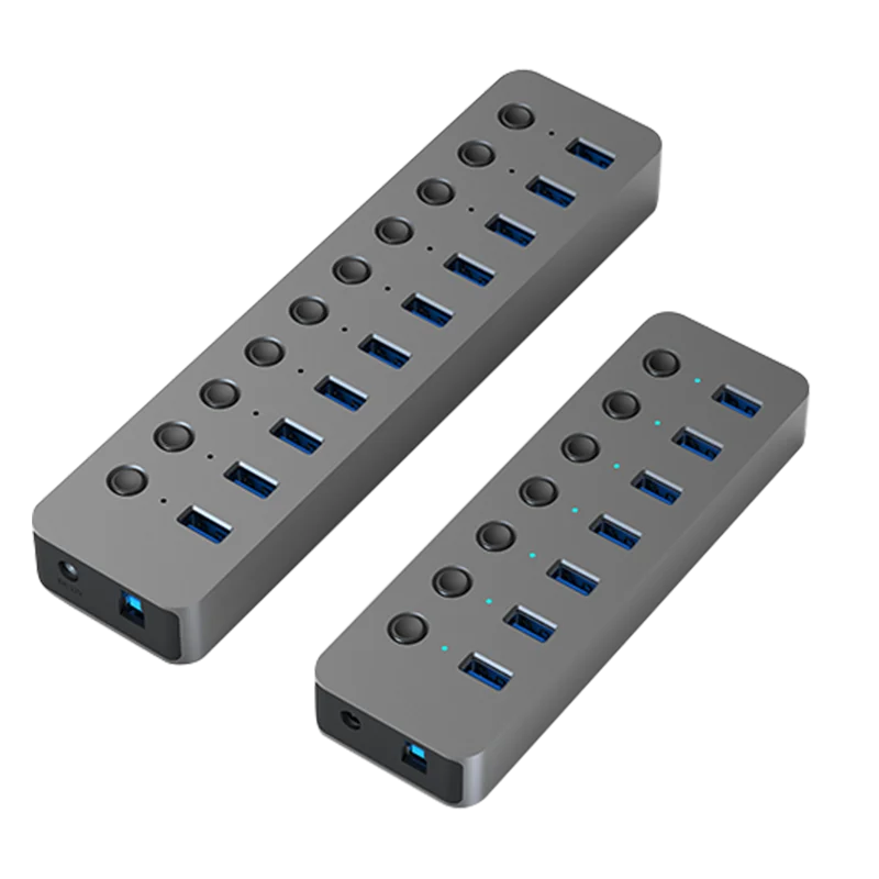  Алюминий 10 порт USB 3 0 концентратор с переключателем высокой скорости док-станция Usb разветвитель для мобильных телефонов