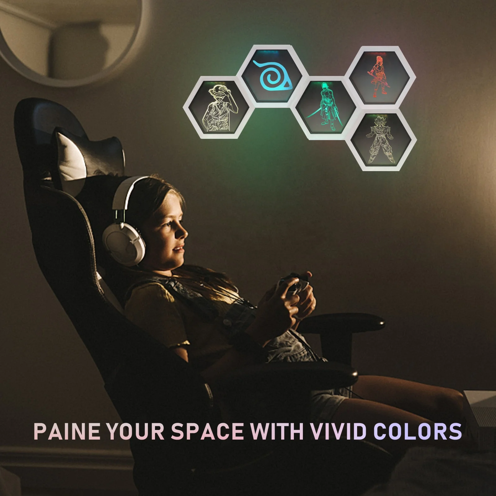 Dragon Ball Z Luffy Zoro Quantum light for Kid Bedroom Uzumaki toy Touch 7 Color Modular Hexagons Honeycomb Shape DIY Night Light