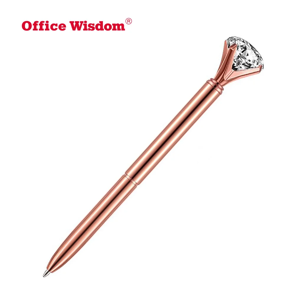 Customized Logo Crystal Crown Style Metal Ballpoint pen Ball Pen With Big Crystal Diamond