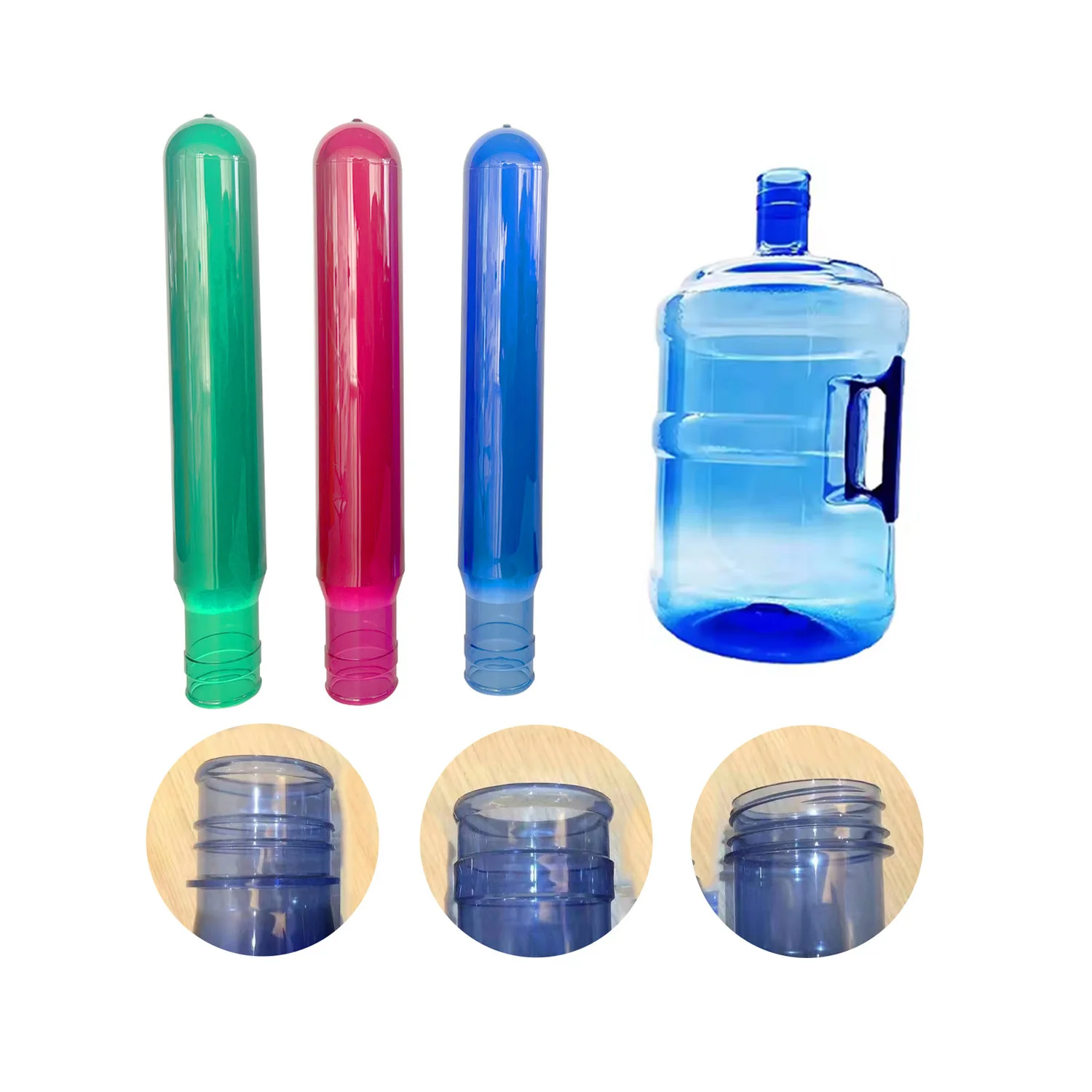 China Colorful 750g 5 Gallon Pet Preform 20liter Round Water Bottle Preforms Manufacturer For Sale