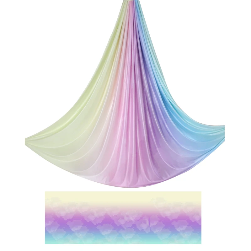 47 kinds Rainbow color 5m High Strength anti-gravity yoga hammock aerial silks yoga swing Premium Aerial Yoga Swings Fabric