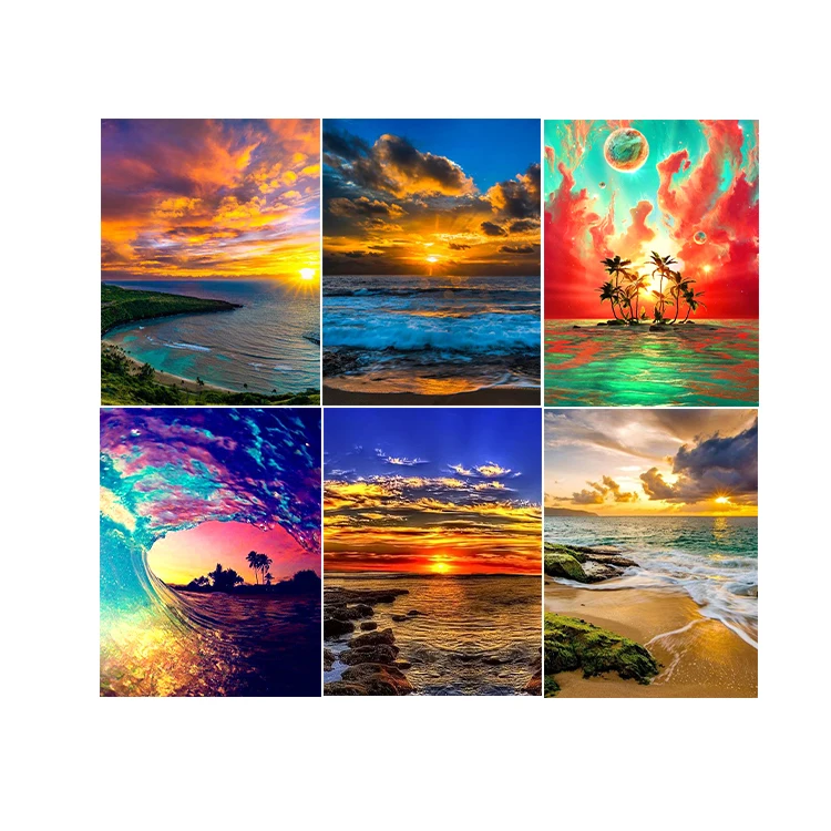 Custom Diy Digital Oil Painting Brush Landscape Paint By Numbers Without Frame