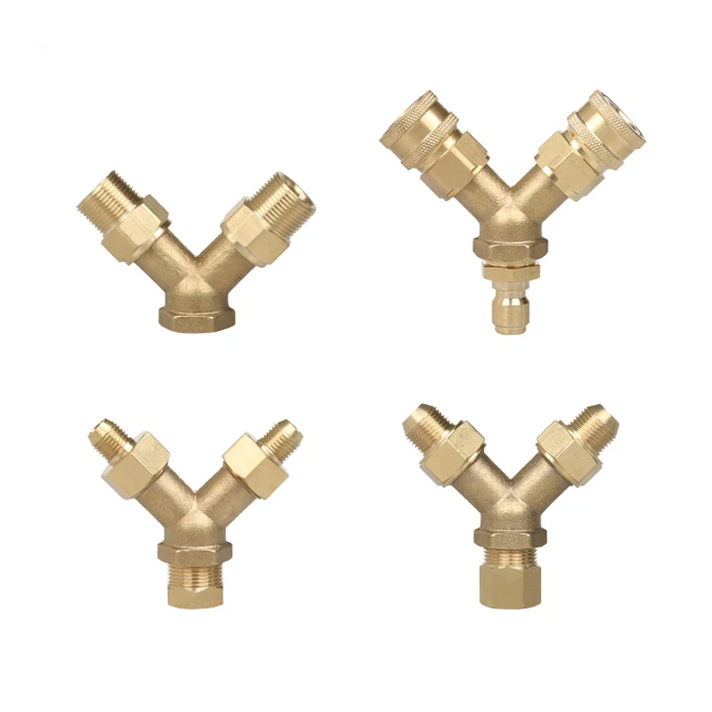 SPS M22/M18 An Crimp Brass 3/8 Quick Connector Tee Tube Corner Fitting For Pressure Washer Hose