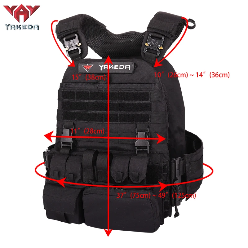 YAKEDA Safety Duty Vest Outdoor JPC Training Uniform Quick Release Vest Molle Chaleco Tactico Black Tactical Vest