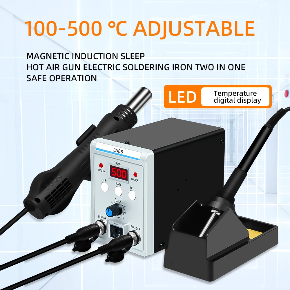 700W 2 in 1 SMD Rework Soldering Station LED Digital Display Hot Air Gun Solder Iron ESD Welding Repair Tools