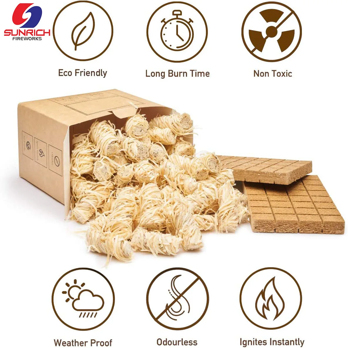 Factory Price Wholesale customized wood wool firelighter outdoor camping bonfire igniter BBQ firestarter