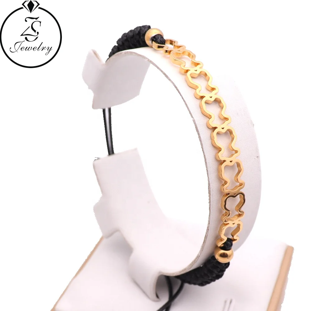 Muslim Stainless Steel China Wholesale Supplier 18K Gold Plated Women Adjustable Rope Charm Tassel Bracelet