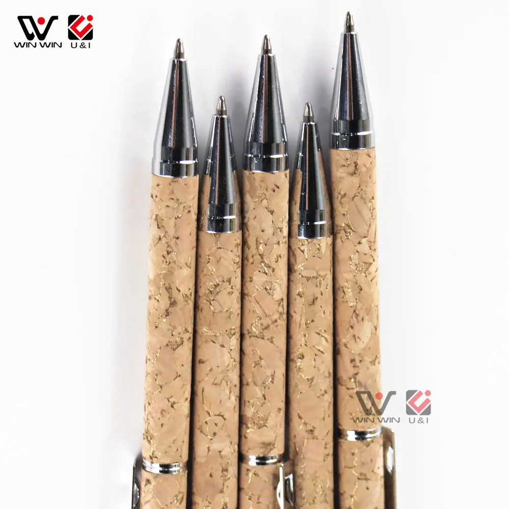 Eco-Friendly  Pen 1.0mm Refill Black Ink Pen Unique Wood Custom Logo Recycled Cork Wood Ballpoint Pens
