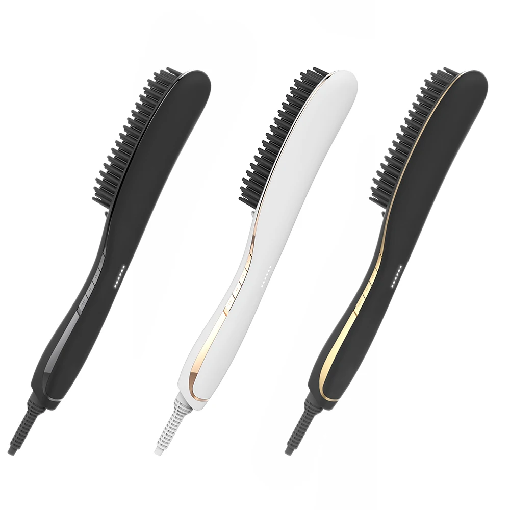 portable hair iron fast hair straightening brush hot comb wholesale ceramic hair styling tools electric for men and women