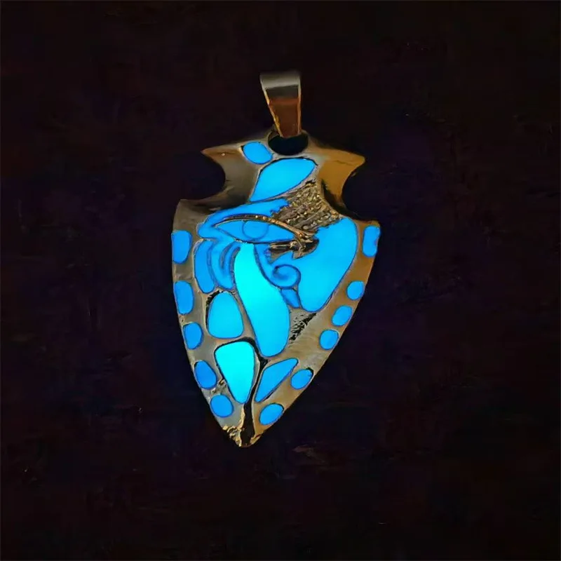 Popular Party Accessory Glowing Viking Triangle Shield Halloween Necklace Colorful Eye of Horus Pendant Necklace to My Son