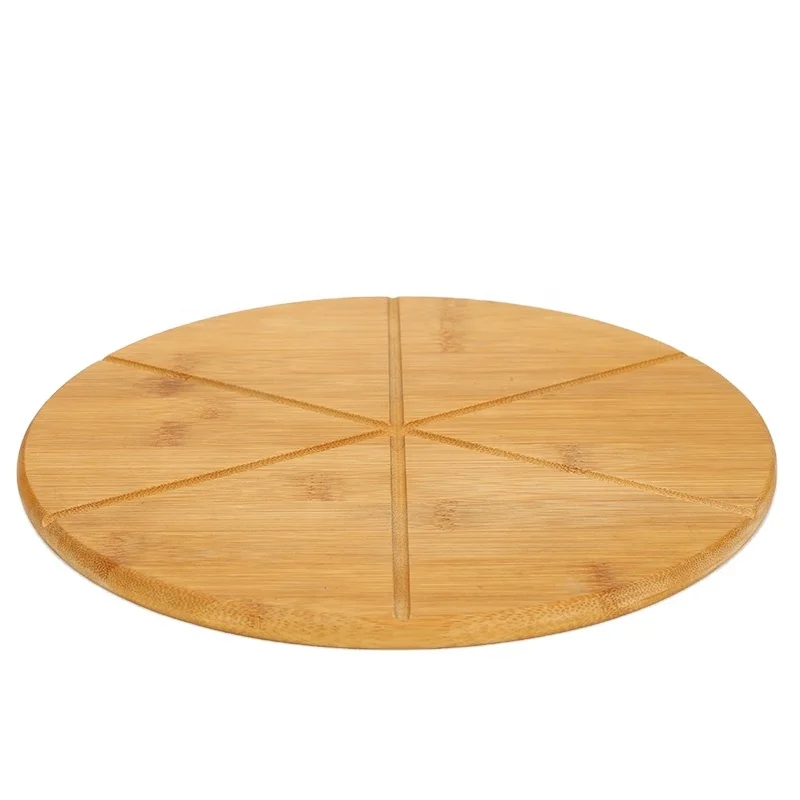 Factory Direct Bamboo Pizza Board With Groove Easy To Cutter Serving Board For Restaurant