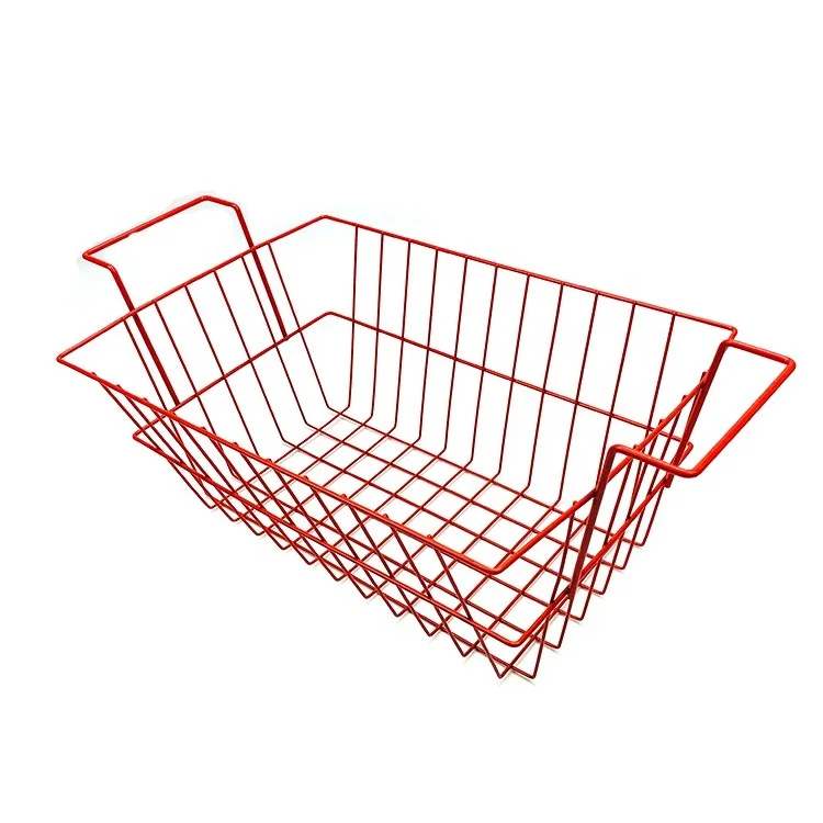 Factory large household metal iron wire storage basket with handles for sundry